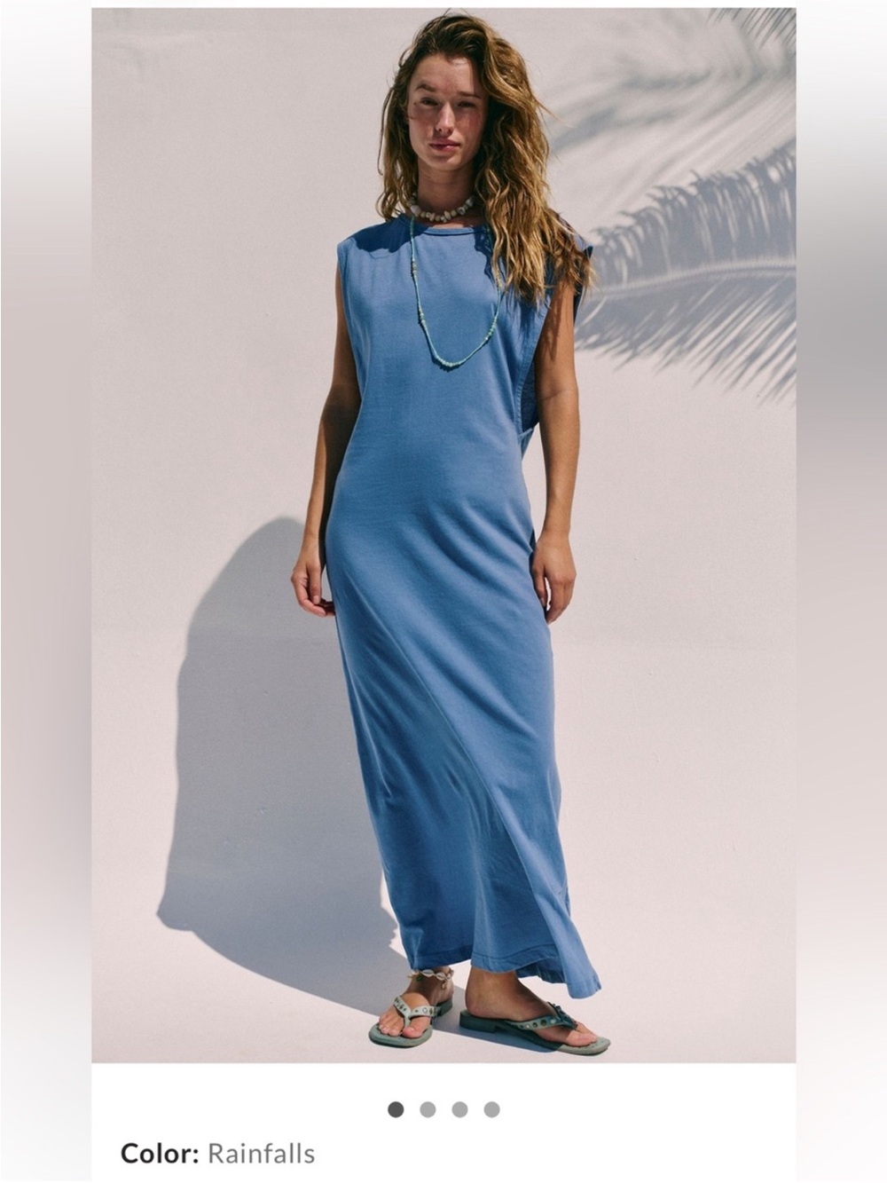 Free-Est Rainfalls Blue Sleeveless Maxi TShirt Dress NWT Size XS 💙